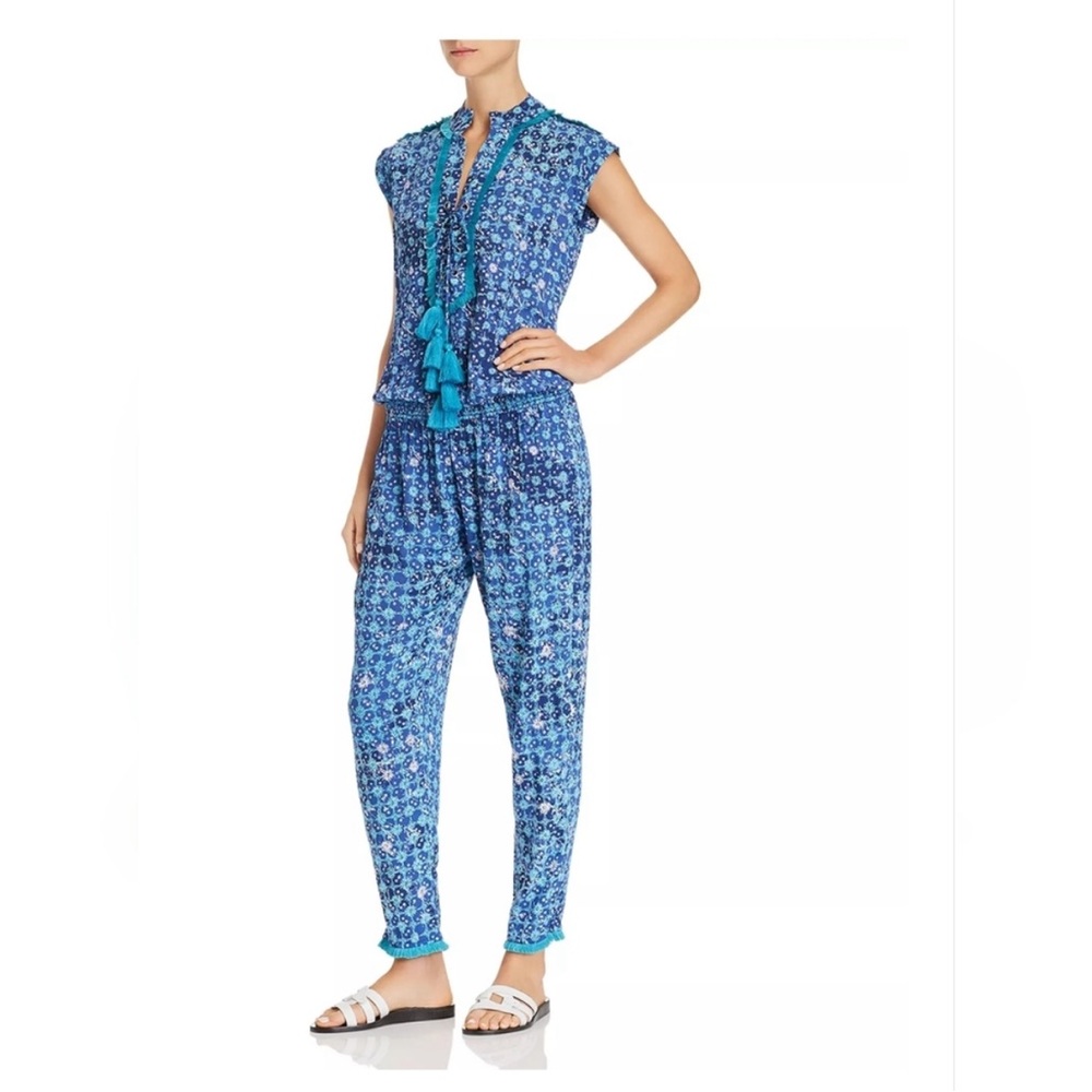 Poupette St Barth Blue Floral Jumpsuit